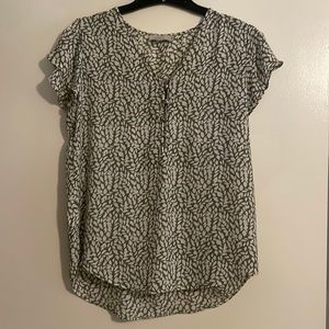 Loft green and white floral top. Size XS